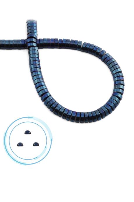 Hematite Natural Stone Shiny Blue Double Hole 6x2mm String Of Beads