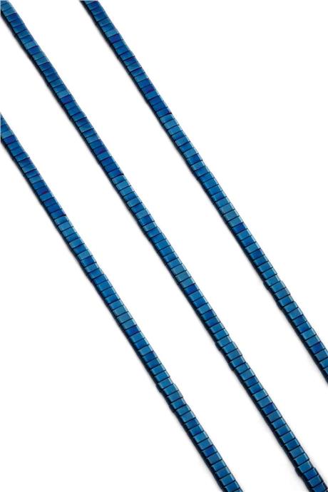 Hematite Natural Stone Shiny Blue Double Hole 4x2mm String Of Beads