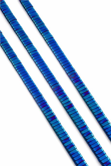 Hematite Natural Stone Shiny Blue Double Hole 6x2mm String Of Beads