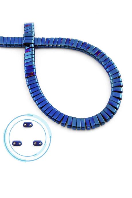 Hematite Natural Stone Shiny Blue Double Hole 6x2mm String Of Beads