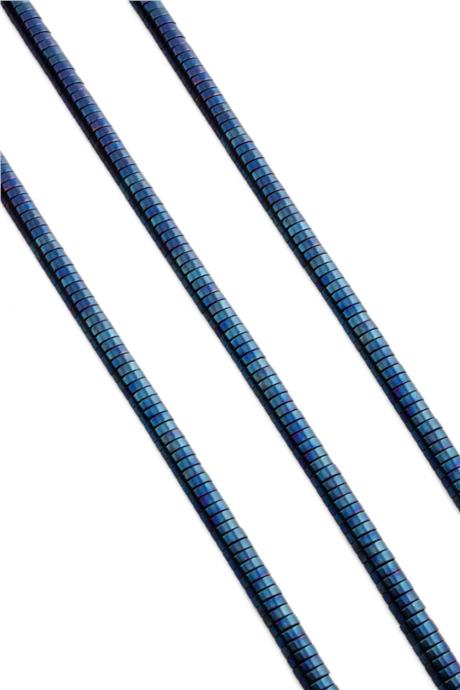 Hematite Natural Stone Shiny Blue Double Hole 6x2mm String Of Beads