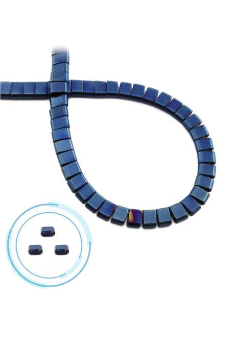 Hematite Natural Stone Shiny Blue Double Hole 6x4mm String Of Beads