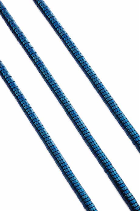 Hematite Natural Stone Shiny Blue Circle Cut 6x2mm String Of Beads