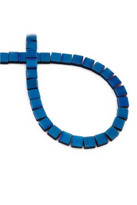 Hematit Taşı Yassı Kesim Parlak Mavi 6x6mm Doğal Taş Dizi