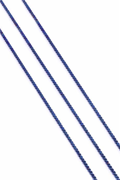 Hematit Taşı Küp Kesim Parlak Mavi 2x2mm Doğal Taş Dizi