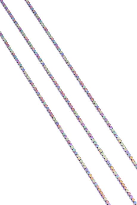 Hematit Taşı Küp Kesim Mat Gökkuşağı 2x2mm Doğal Taş Dizi