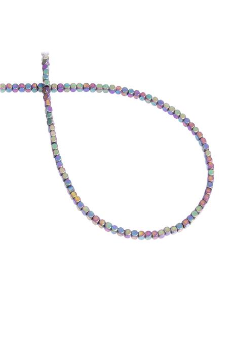 Hematit Taşı Küp Kesim Mat Gökkuşağı 2x2mm Doğal Taş Dizi