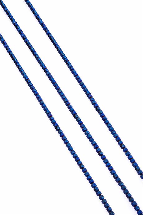 Hematit Taşı Özel Kesim Parlak Mavi 3x3mm Doğal Taş Dizi