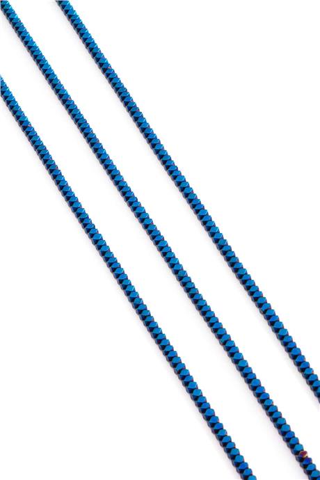 Hematite Natural Stone Shiny Blue Special Cut 3x2mm String Of Beads