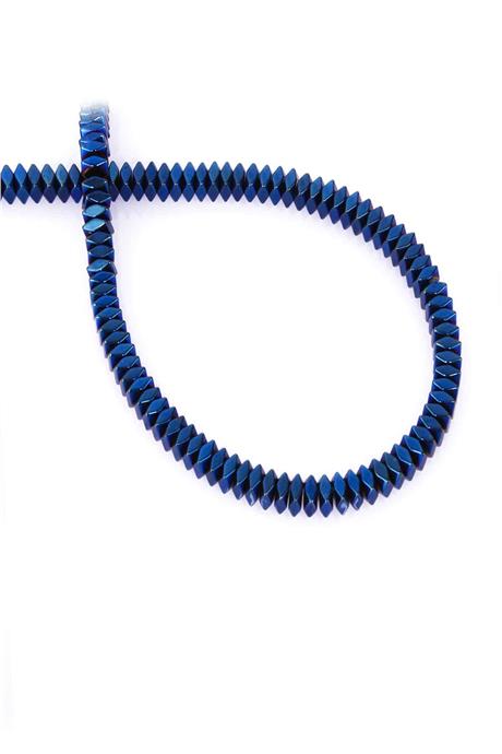 Hematite Natural Stone Shiny Blue Special Cut 4x2mm String Of Beads