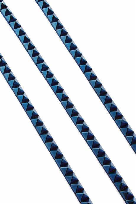 Hematit Taşı Kanallı Kesim Parlak Mavi 6x6mm Doğal Taş Dizi