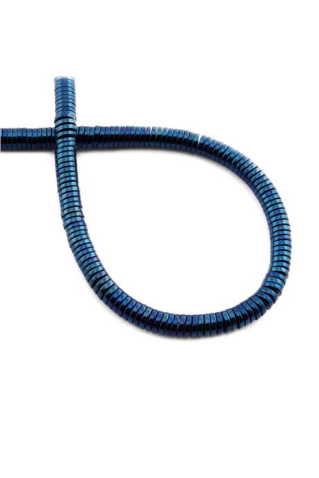 Hematite Natural Stone Shiny Blue Washer Cut 4x1mm String Of Beads
