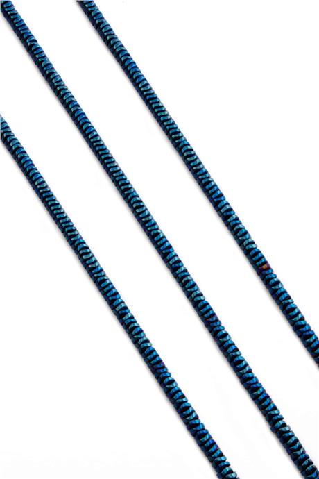 Hematit Taşı Dalgalı Kesim Parlak Mavi 4x1mm Doğal Taş Dizi