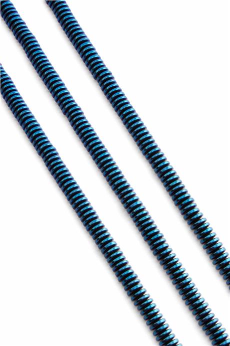 Hematite Natural Stone Shiny Blue Washer Cut 6x2mm String Of Beads