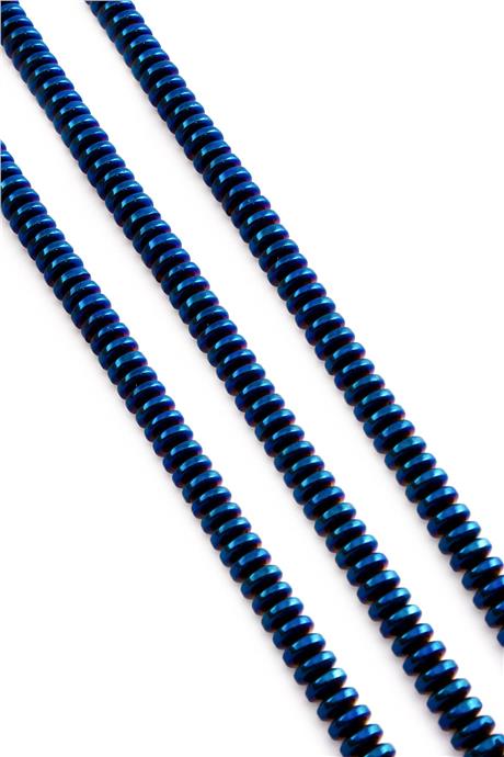 Hematite Natural Stone Shiny Blue Washer Cut 6x3mm String Of Beads