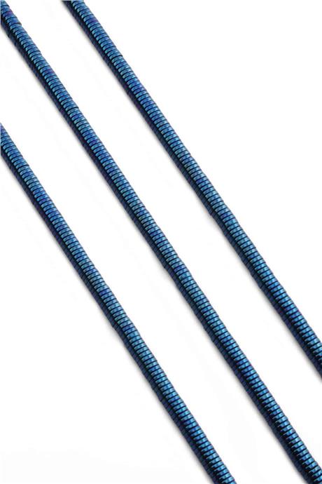 Hematite Natural Stone Shiny Blue Washer Cut 4x1mm String Of Beads