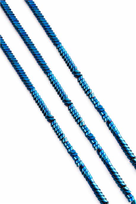 Hematite Natural Stone Shiny Blue Washer Cut 4x2mm String Of Beads