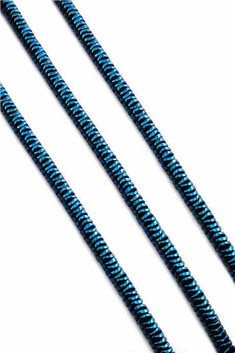 Hematit Taşı Rondela Kesim Parlak Mavi 6x1mm Doğal Taş Dizi