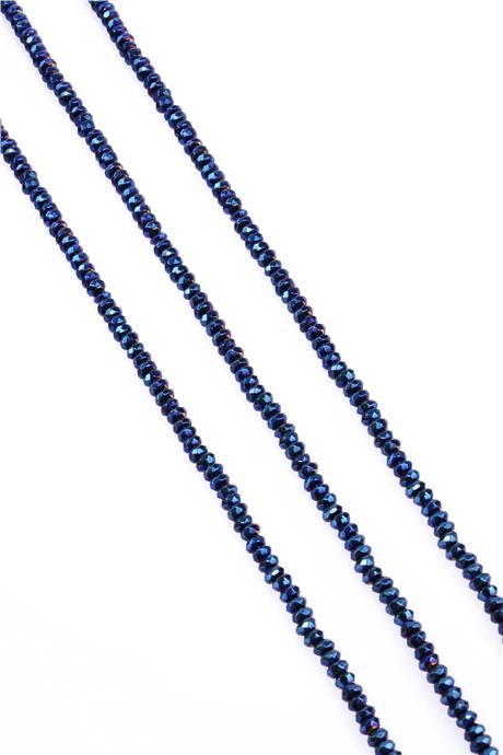 Hematit Doğal Taş Parlak Mavi Rondela Kesim 4x2mm Dizi [AA]