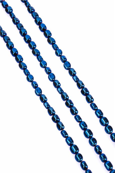 Hematit Taşı Tımbıl Kesim Parlak Mavi 5x6mm Doğal Taş Dizi
