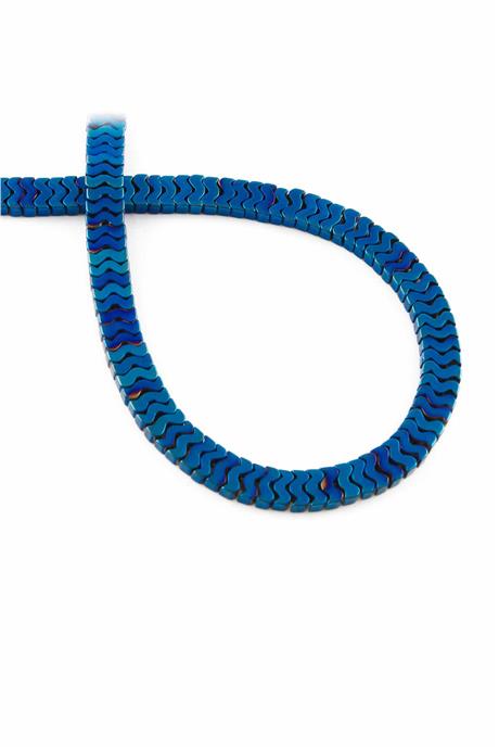 Hematite Natural Stone Shiny Blue Bat Cut 7x1mm String Of Beads