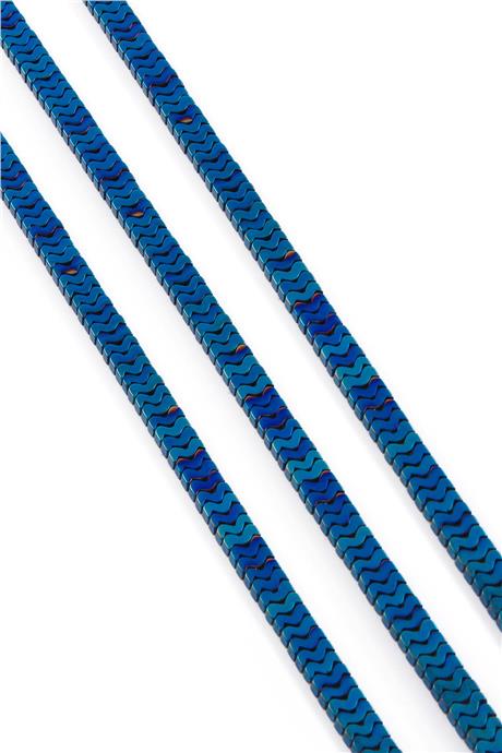 Hematite Natural Stone Shiny Blue Bat Cut 7x1mm String Of Beads