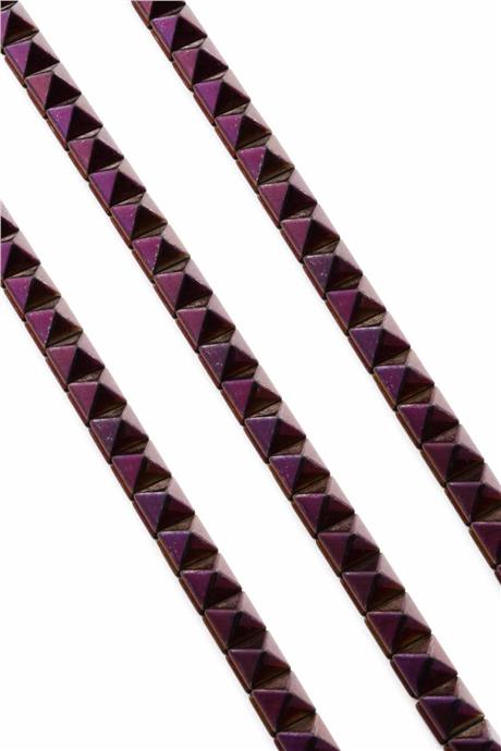 Hematit Taşı Kanallı Kesim Parlak Mor 8x8mm Doğal Taş Dizi