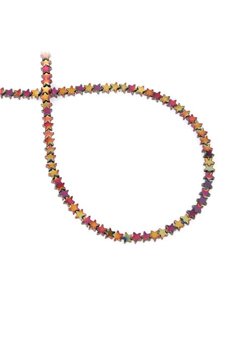 Hematite Natural Stone Shiny Pink Star Cut 4mm String Of Beads