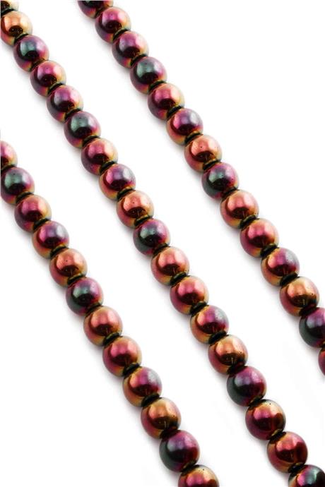 Hematite Natural Stone Shiny Petrol Blackı Globe Cut 10mm String Of Beads