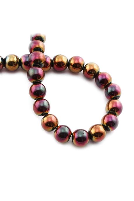 Hematite Natural Stone Shiny Petrol Blackı Globe Cut 10mm String Of Beads