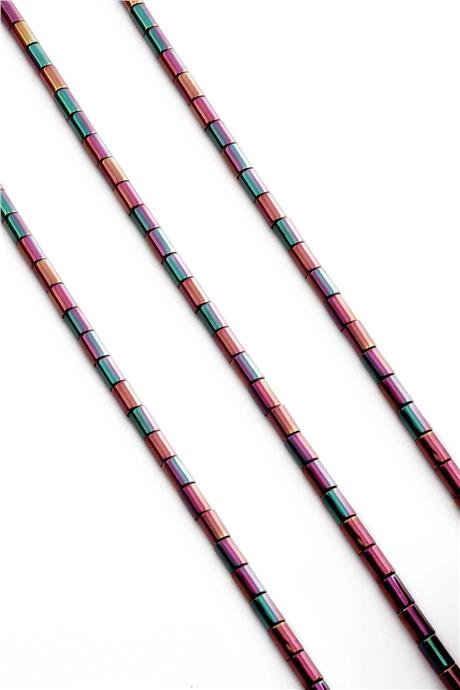 Hematite Natural Stone Shiny Petrol Blackı Cylinder Cut 4x6mm String Of Beads