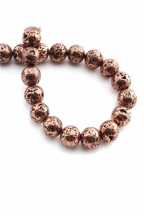 Hematite Natural Stone Shiny Rough Copper Globe Cut 10mm String Of Beads