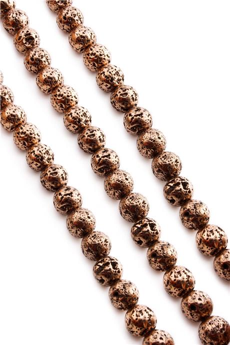 Hematite Natural Stone Shiny Rough Copper Globe Cut 10mm String Of Beads
