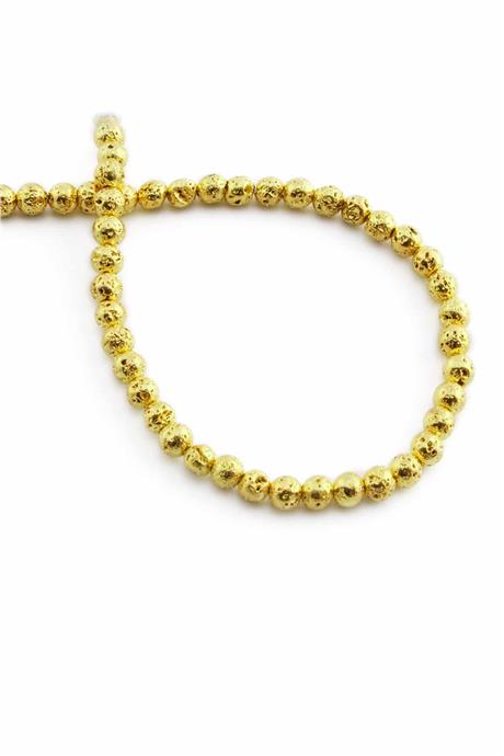 Hematite Natural Stone Shiny Rough Yellow 4mm String Of Beads
