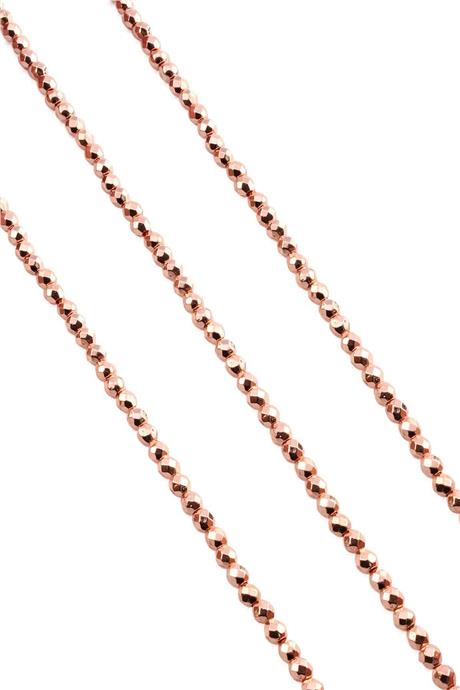 Hematit Taşı Faset Kesim Parlak Roz 4mm Doğal Taş Dizi