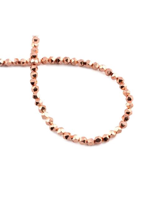 Hematit Taşı Hegzagonal Kesim Parlak Roz 4x4mm Doğal Taş Dizi