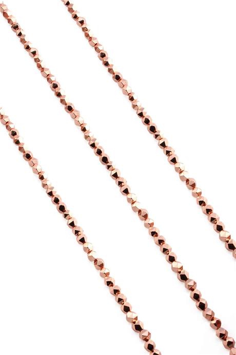 Hematit Taşı Hegzagonal Kesim Parlak Roz 4x4mm Doğal Taş Dizi