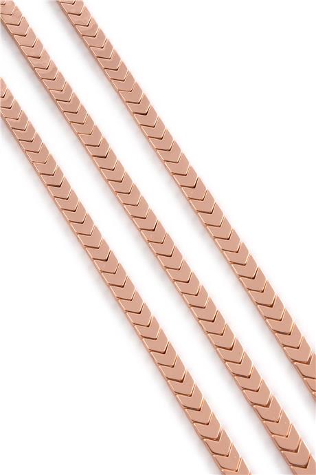 Hematit Taşı Çavuş Kesim Parlak Roz 6x3mm Doğal Taş Dizi