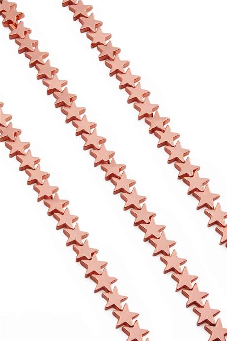 Hematite Natural Stone Shiny Rose Star Cut 8mm String Of Beads