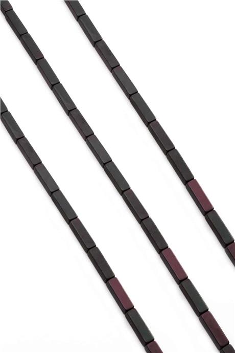 Hematite Natural Stone Shiny Black Rectangular Cut 4x13mm String Of Beads