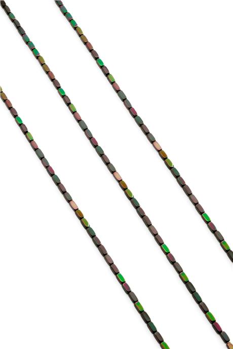 Hematite Natural Stone Shiny Black Rainbow 2x4mm String Of Beads