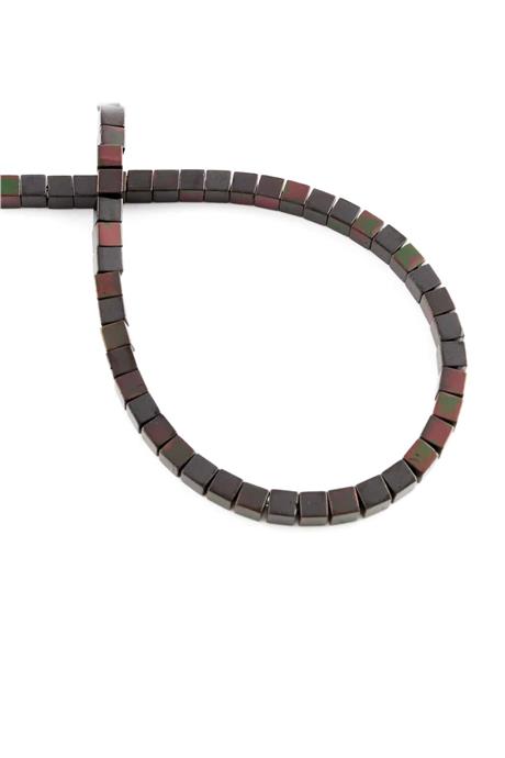 Hematite Natural Stone Shiny Black Rainbow 3x3mm String Of Beads