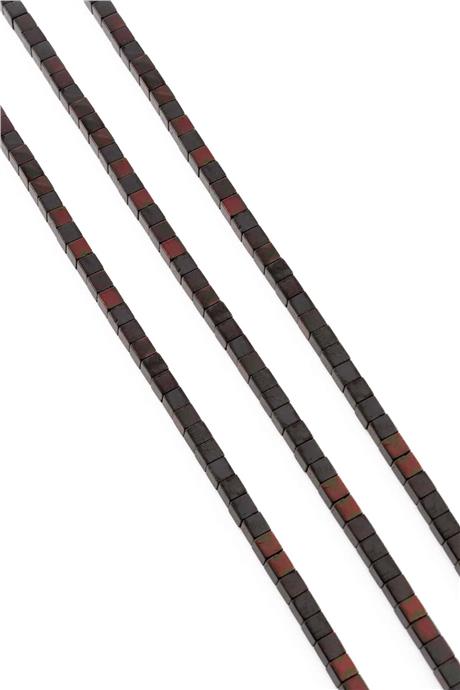 Hematite Natural Stone Shiny Black Rainbow 3x3mm String Of Beads
