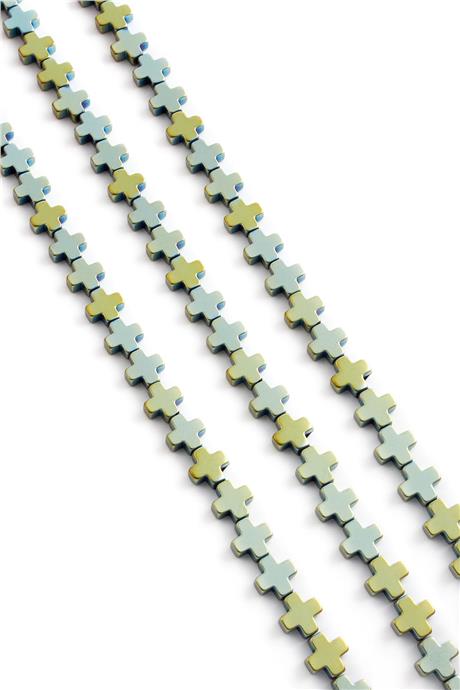 Hematite Natural Stone Shiny Water Green Plus Cut 8mm String Of Beads