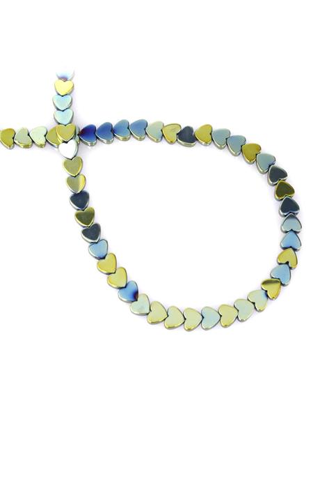 Hematite Natural Stone Shiny Green Heart Cut 6mm String Of Beads