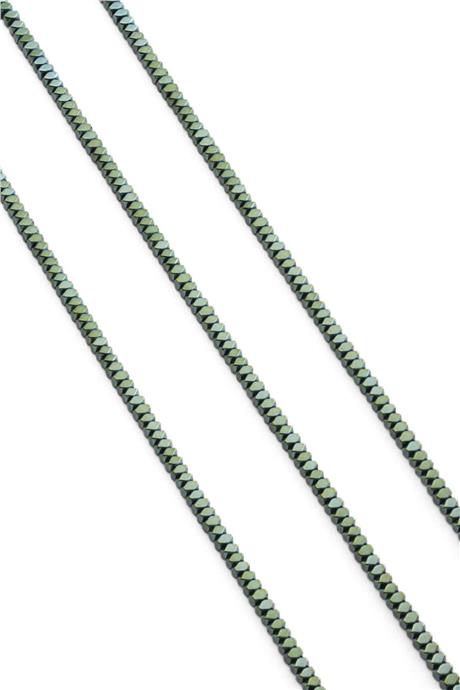 Hematite Natural Stone Shiny Green Special Cut 3x2mm String Of Beads