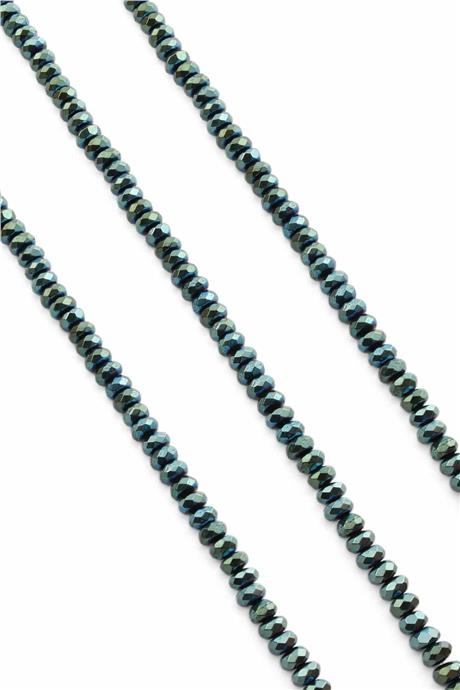 Hematit Doğal Taş Parlak Yeşil Fasetli Rondela Kesim 6x3mm Dizi