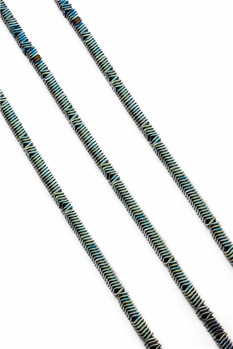 Hematite Natural Stone Shiny Green Washer Cut 4x1mm String Of Beads
