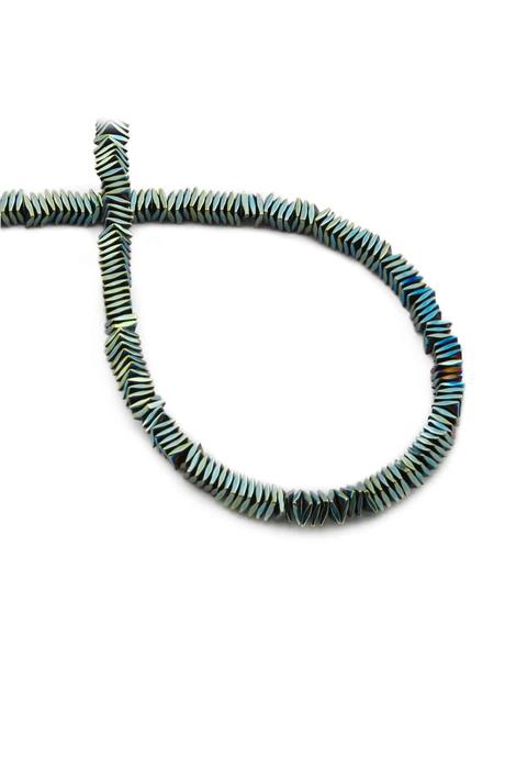 Hematite Natural Stone Shiny Green Washer Cut 4x1mm String Of Beads