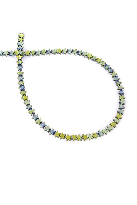 Hematite Natural Stone Shiny Green Star Cut 4mm String Of Beads